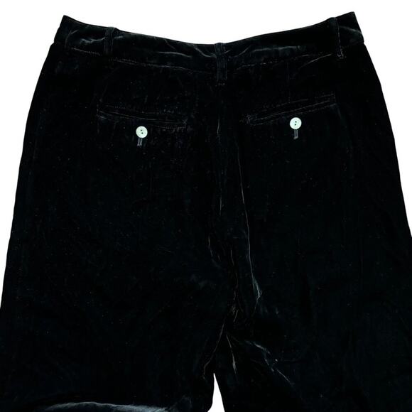 SUNDANCE Wide Leg Velvet Pants in Black Rayon Silk Y2K SZ 8 - Picture 4 of 8